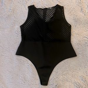 BooHoo- Stripped Sheer Sleeveless Top Bodysuit Size 18